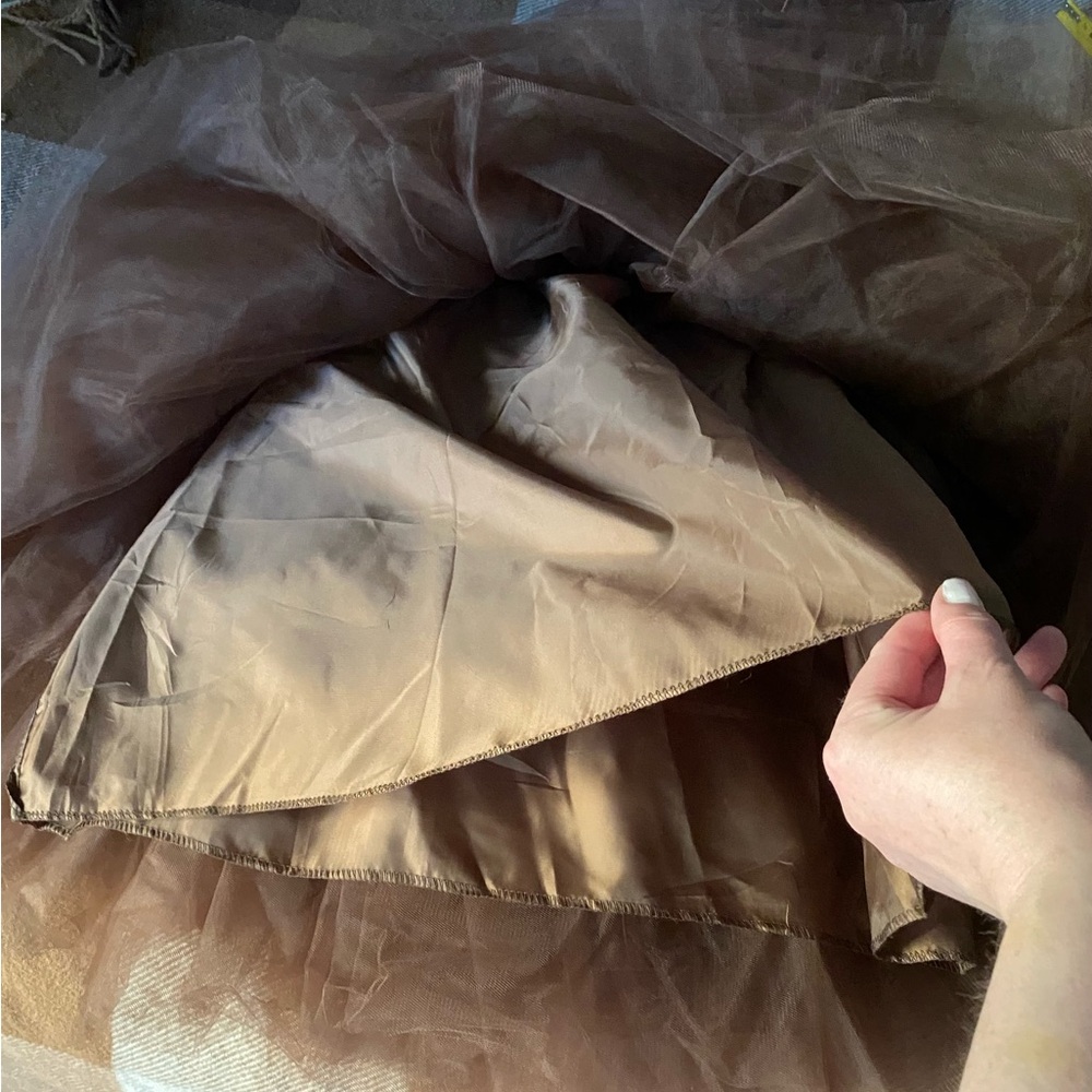 Elegant Brown Tulle Skirt, Sz S - Picture 5 of 8